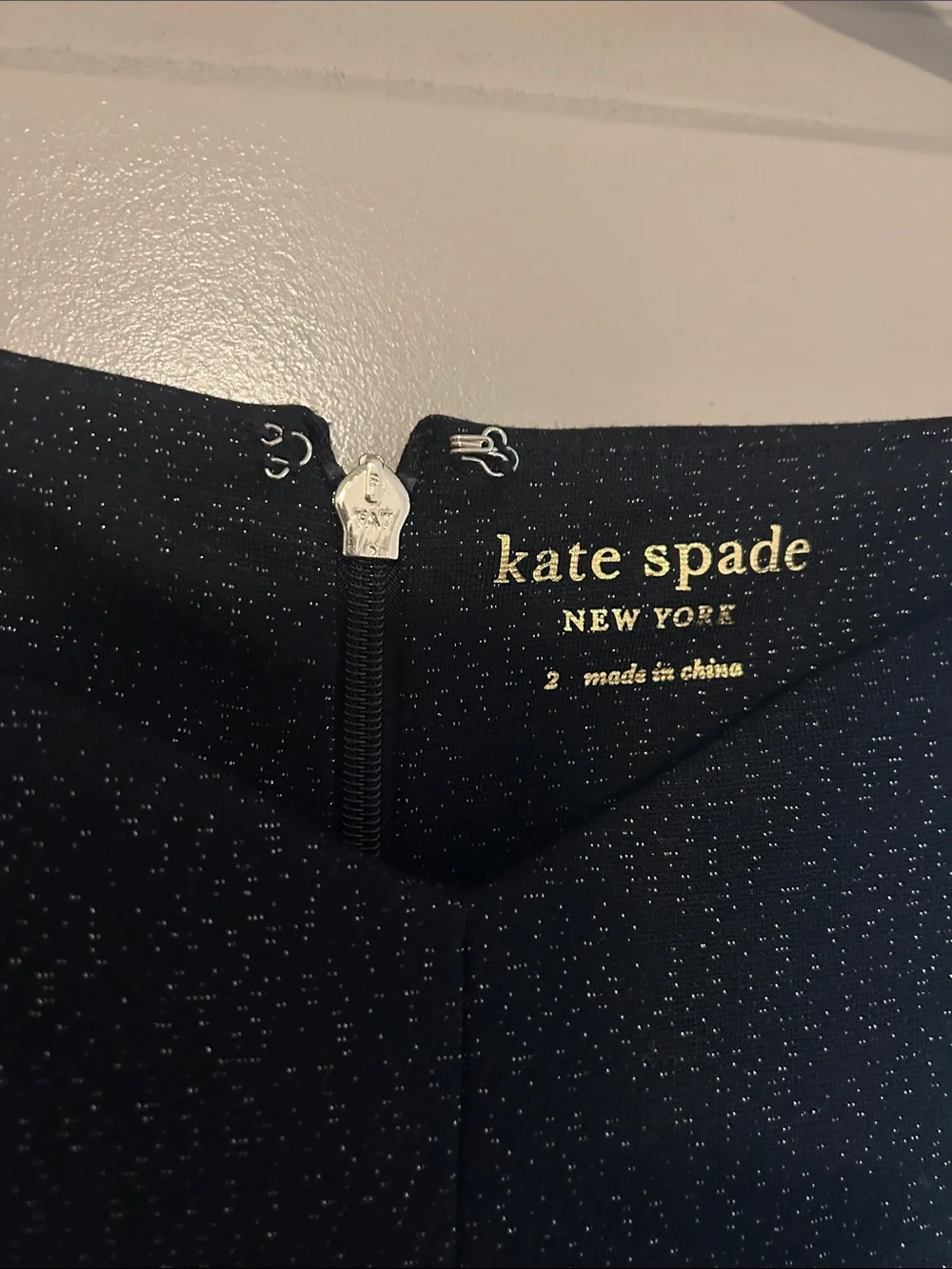 kate spade Black Sparkle Ponte Long-Sleeve Fit & Flare Dress - Size 2 NWT